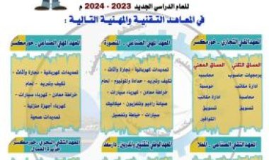 مكتب التعليم الفني والتدريب بالعاصمه عدن يعلن عن فتح باب القبول والتسجيل للعام الحالي 2024/2023م