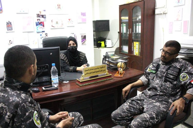 مدير الدائرة الصحية بالاحزمة الأمنية يلتقي مدير المركز الطبي لقوات حرس المنشآت بالعاصمة عدن.