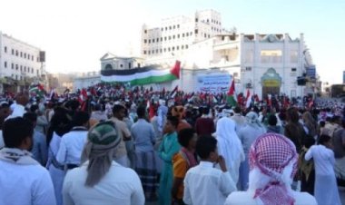 تظاهرة حاشدة في سيئون تضامنا مع فلسطين ضد العدوان الاسرائيلي