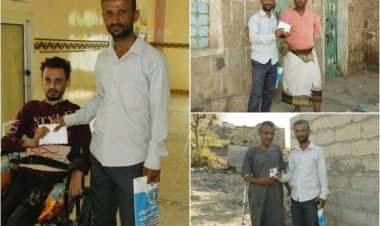 مدير قسم الشهداء والجرحى بانتقالي حالمين يزور عدد من جرحى الإعاقة بالمديرية