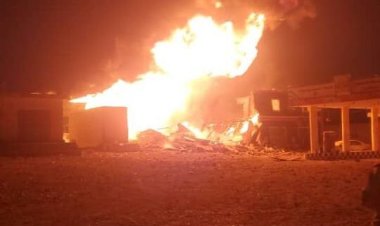 اندلاع حريق في محطة شركة النفط بمديرية قشن