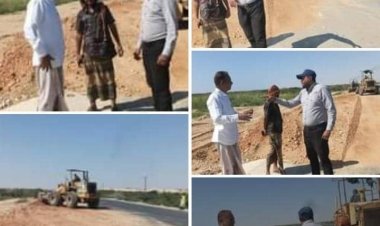 مدير عام مديرية الريدة وقصيعر ومدير عام الطرق والجسور يتفقدا سير العمل بالخط الدولي