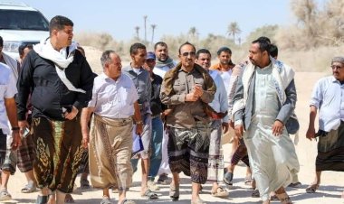 محافظ حضرموت يطلع على أوضاع مديرية غيل بن يمين  ويتفقد مشروعها الحيوي طريق "العليب_ ريدة الجوهيين _ الرحبة"