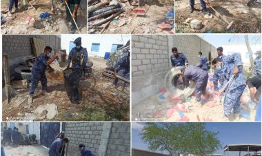 إدارة أمن مديرية غيل باوزير تنفذ حملة نظافة داخل محيط المركز بالمديرية