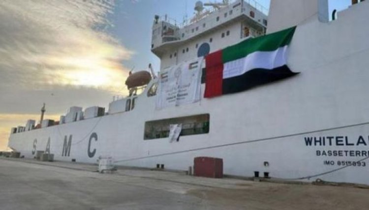وصول سفينة المساعدات الإماراتية الـ2 إلى العريش