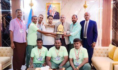 الكثيري يستقبل بعثة فريق نادي شباب القطن المتوّج بطلا للمسابقة الثقافية لأندية المحافظات المحررة