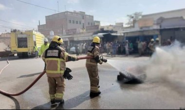 تنفيذًا  لتوجيهات النائب البحسني والعميد المنهالي.. الدفاع المدني بمديرية غيل باوزير ينفذ مناورة تدريبية تحاكي إطفاء الحرائق