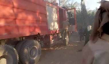 الدفاع المدني يخمد حريق نشب في مزرعة بمنطقة السويري بمديرية تريم