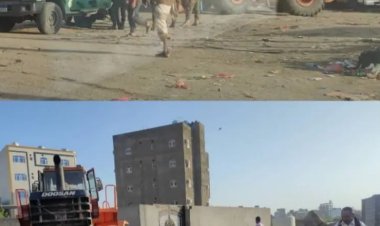 وحدة حماية الأراضي بالعاصمة عدن تزيل استحداث بأحد شوارع مديرية دار سعد