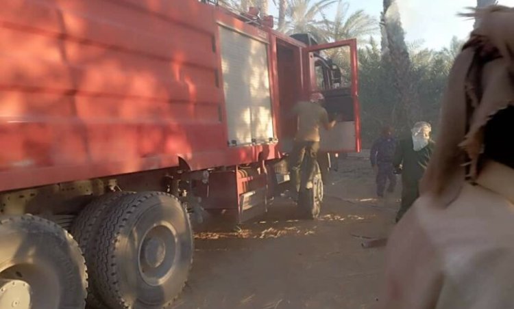 الدفاع المدني يخمد حريق نشب في مزرعة بمنطقة السويري بمديرية تريم