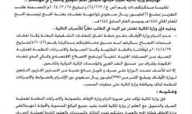 المالية تتهم الأوقاف بالعبث بـ 337 مليون ريال سعودي من أموال الحج
