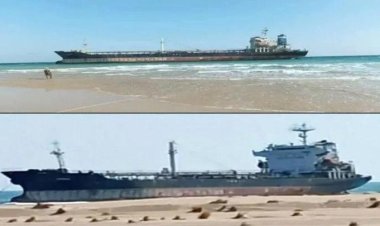 جنوح سفينة تحمل مشتقات نفطية على سواحل شبوة.