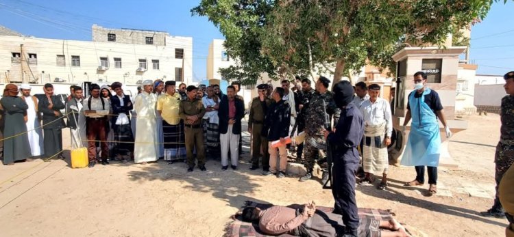 شرطة حضرموت الوادي والصحراء والنيابة العامة تنفذان حكم قصاص بالاعدام في المحكوم عليه حسن محمد عبدالله بن سلم