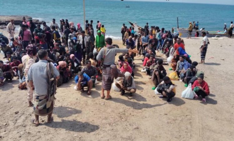 الحملة الأمنية المشتركه تضبط قارب تهريب يقل 164 شخصًا من المهاجرين غير الشرعيين في المياه الإقليمية