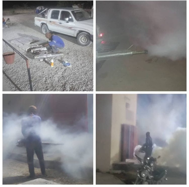 تنفيذ حملات الرش والتعقيم في محطات الصرف الصحي بمديرية غيل باوزير