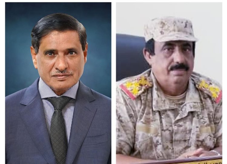 عضو مجلس القيادة الرئاسي البحسني يطمئن على صحة العميد صالح المعاري