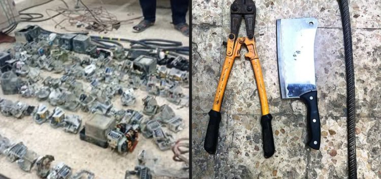 مركز شرطة فوة التابع لأمن مديرية المكلا يضبط شخص يقوم  بسرقة كابلات محطات الكهرباء  من أماكن متفرقة بمنطقة فوة وكذلك يضبط صاحب محل خردة.