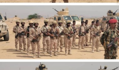 قائد الوية الدعم والاسناد يتفقد جاهزية اللواء الاول دعم واسناد في مديرية المحفد - ابين