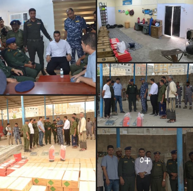 العميد الجابري ومنتدى التنمية السياسية يدشنان إفتتاح معمل لتعبئة وصيانة طفايات الحريق ومبادرة توزيع ادوات السلامة على اغلب مساجد مدينة المكلا