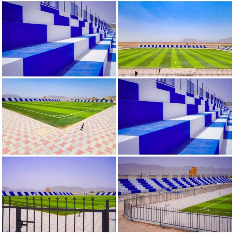 ملعب الفقيد ناصر الخليفي بمدينة عتق" يكتسي بحلة جديدة مع اقتراب استكمال تطويره .