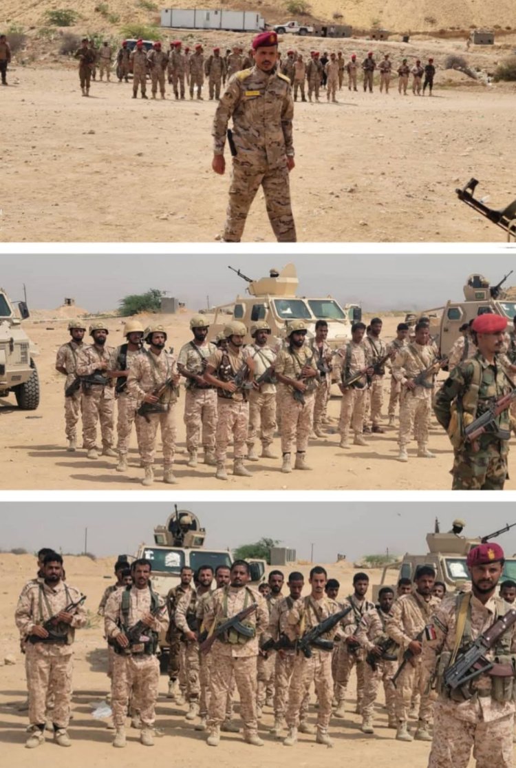 قائد الوية الدعم والاسناد يتفقد جاهزية اللواء الاول دعم واسناد في مديرية المحفد - ابين