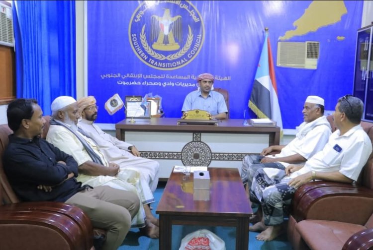 رئيس تنفيذية انتقالي وادي وصحراء حضرموت يلتقي مقدم حافة السحيل للألعاب الشعبية