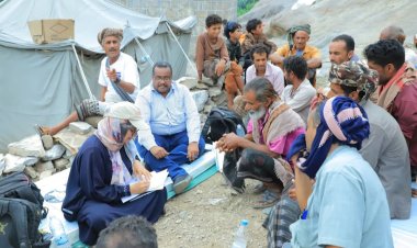 هيئة الشؤون الاجتماعية تطلع على أوضاع النازحين في مخيمات قرية قرين بمحافظة لحج