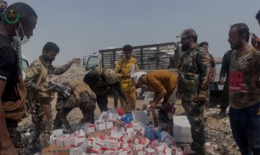 بإشراف نيابة الصناعة والتجارة... قوات الحزام الأمني تتلف كميات كبيرة من ذالأشرطة المخدرة والمبيدات والسجائر المهربة