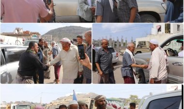 على رأس قافلة دعمًا للجبهة.. وفد أبناء وادي حضرموت يصل الضالع مؤكدًا وحدة الصف الجنوبي وتلاحم أبنائه