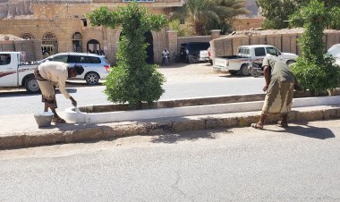 وحدة النظافة و التحسين بمديرية القطن تقوم بأصلاحات بأحواض الأشجار و الأرصفة وتنظيف الشوارع العامة