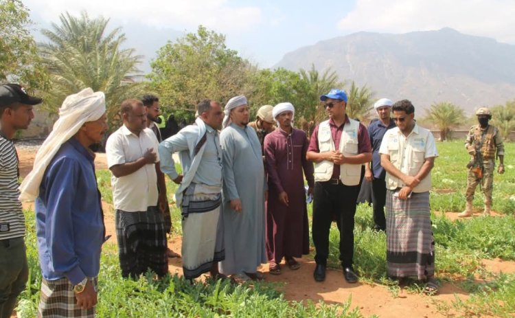 محافظ سقطرى يزور مزرعة جمعية معنوفة ويطّلع على مشروع استصلاحها المموله من مركز الملك سلمان وبرنامج الأغذية العالمي