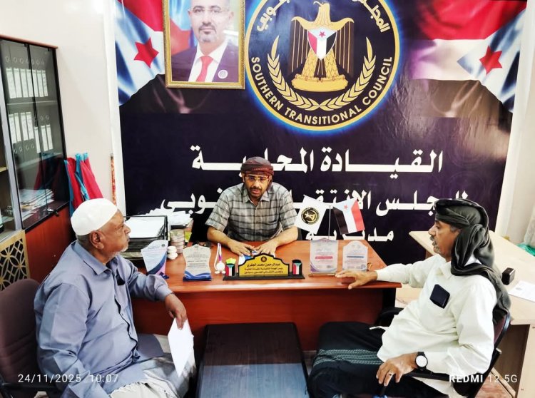 رئيس تنفيذية انتقالي وادي وصحراء حضرموت يطلع على نشاط انتقالي مديرية سيئون