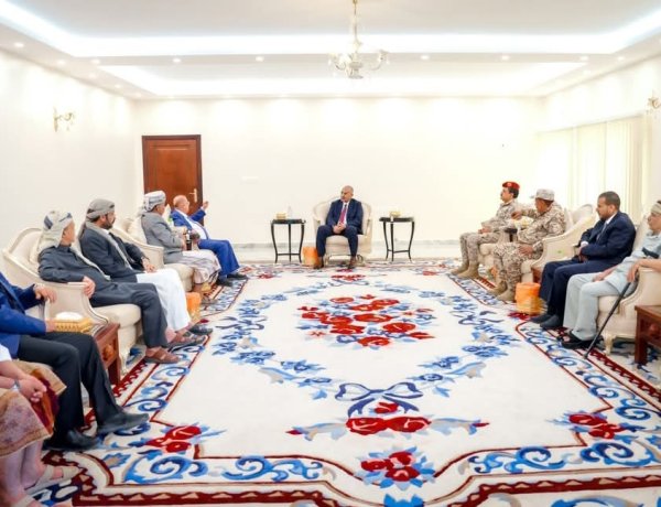 الرئيس الزُبيدي يبحث مع الشيخ البركاني سُبل تضافر الجهود لتعزيز الأمن والاستقرار في المحافظات المحررة